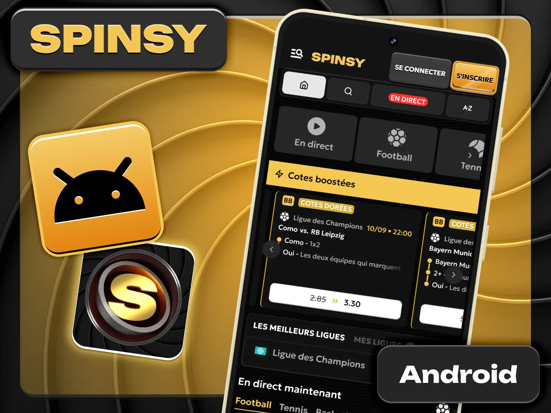 Installez l'application Android dédiée pour parier sur Spinsy.