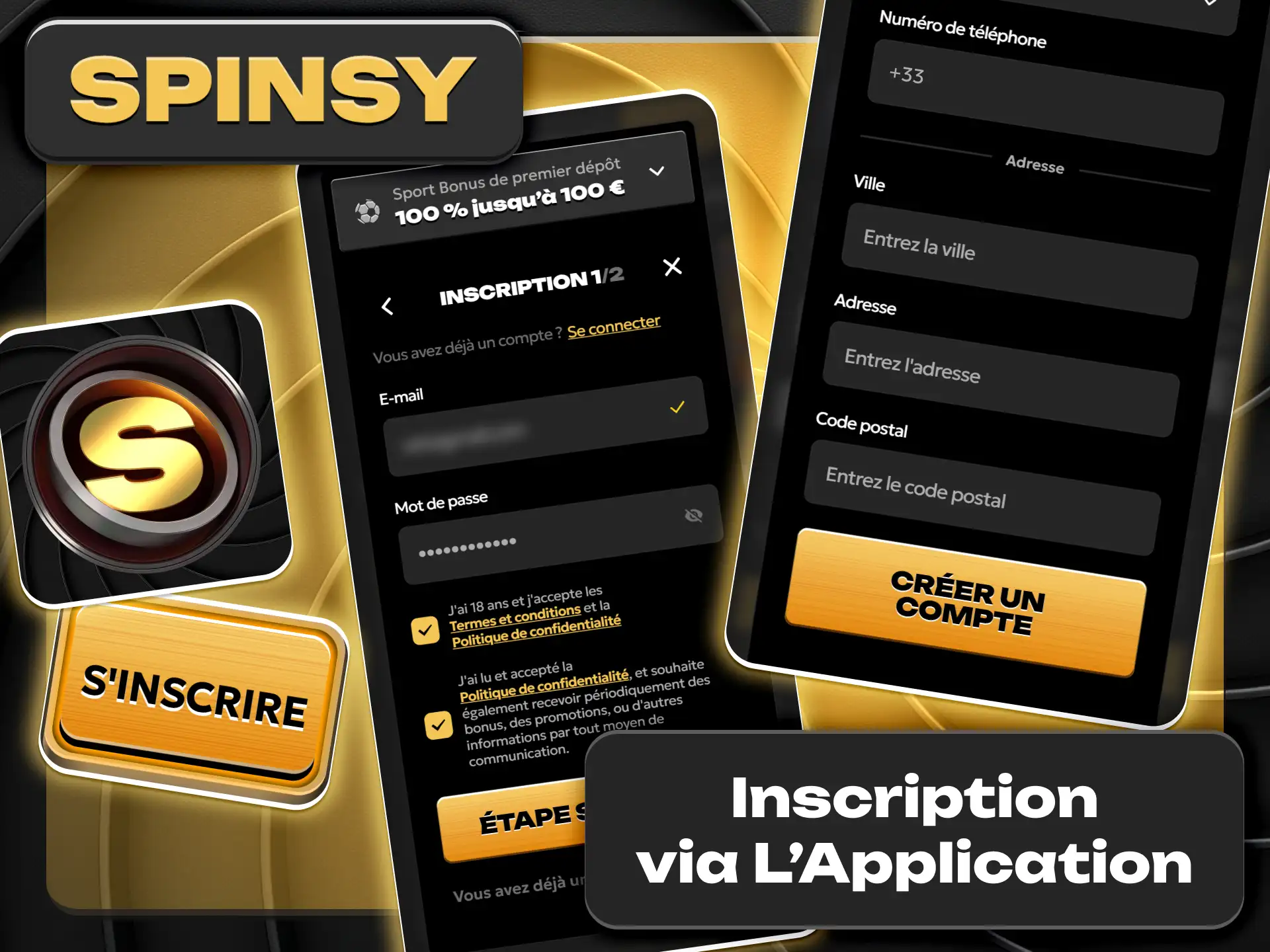 Enregistrez un nouveau profil utilisateur sur Spinsy mobile.