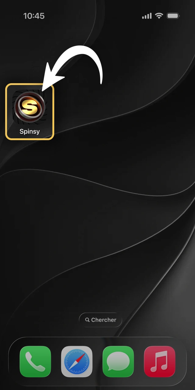 Lancez l'application iOS web directement depuis Spinsy France.