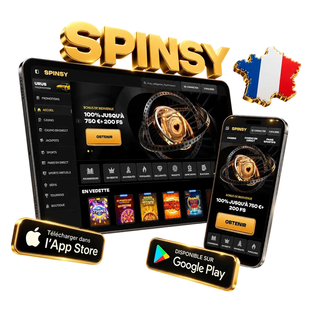Application Spinsy pour iOS sur iPhone et iPad, streaming en direct sécurisé et paiements locaux rapides.