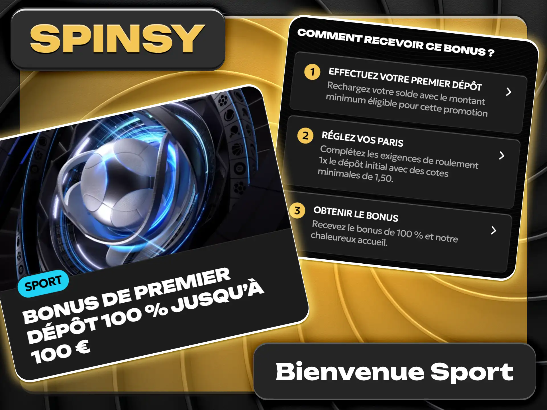 Activez l’offre de bienvenue pour le sport sur Spinsy officiel.