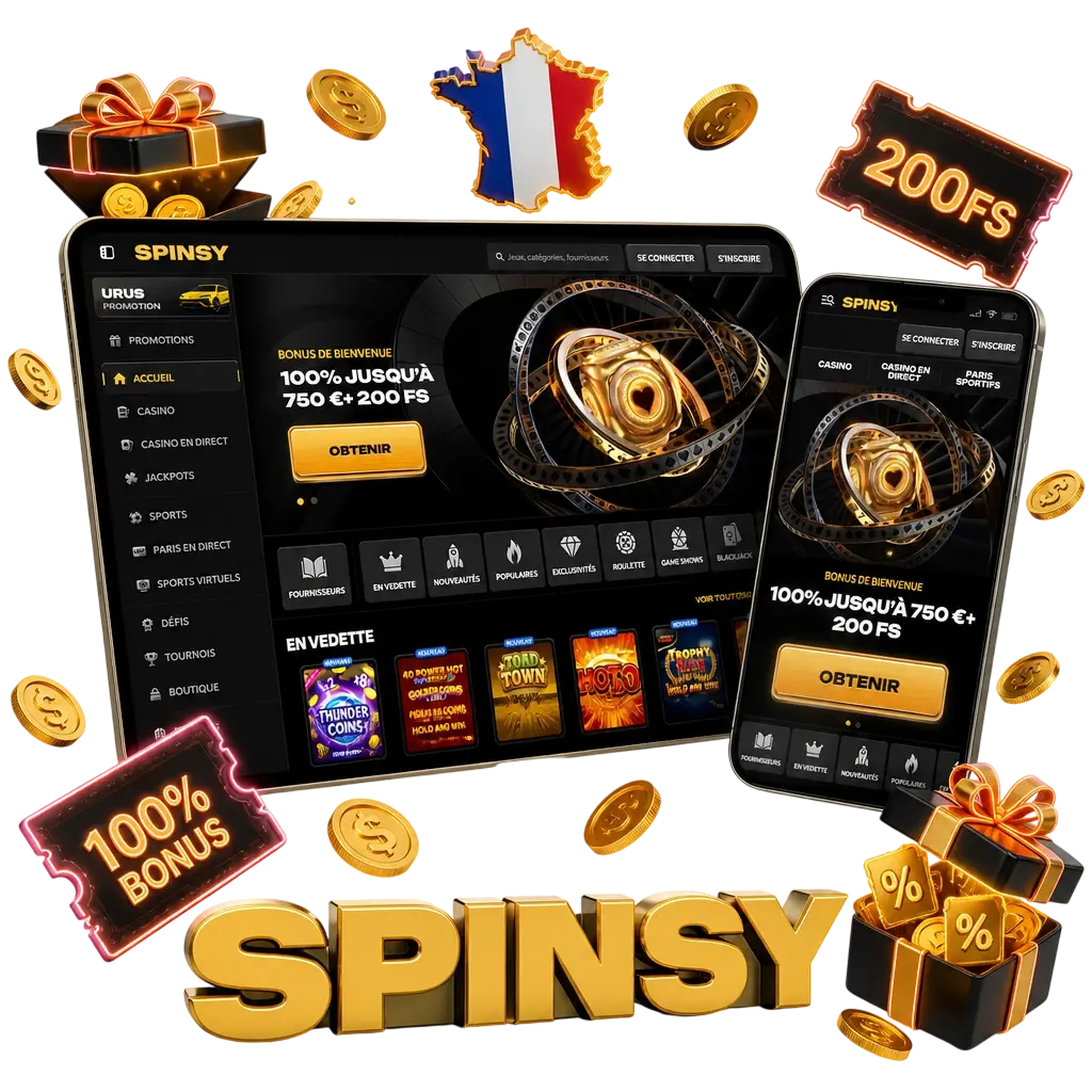 Bonus de bienvenue Spinsy de 100% jusqu'à 500 EUR et 200 tours gratuits pour paris MMA et UFC