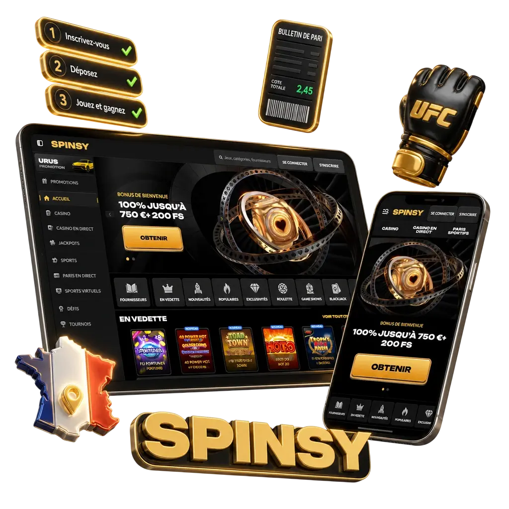 Guide étape par étape pour parier sur le MMA sur Spinsy : inscription, dépôt, sélection du combat et validation du pari.