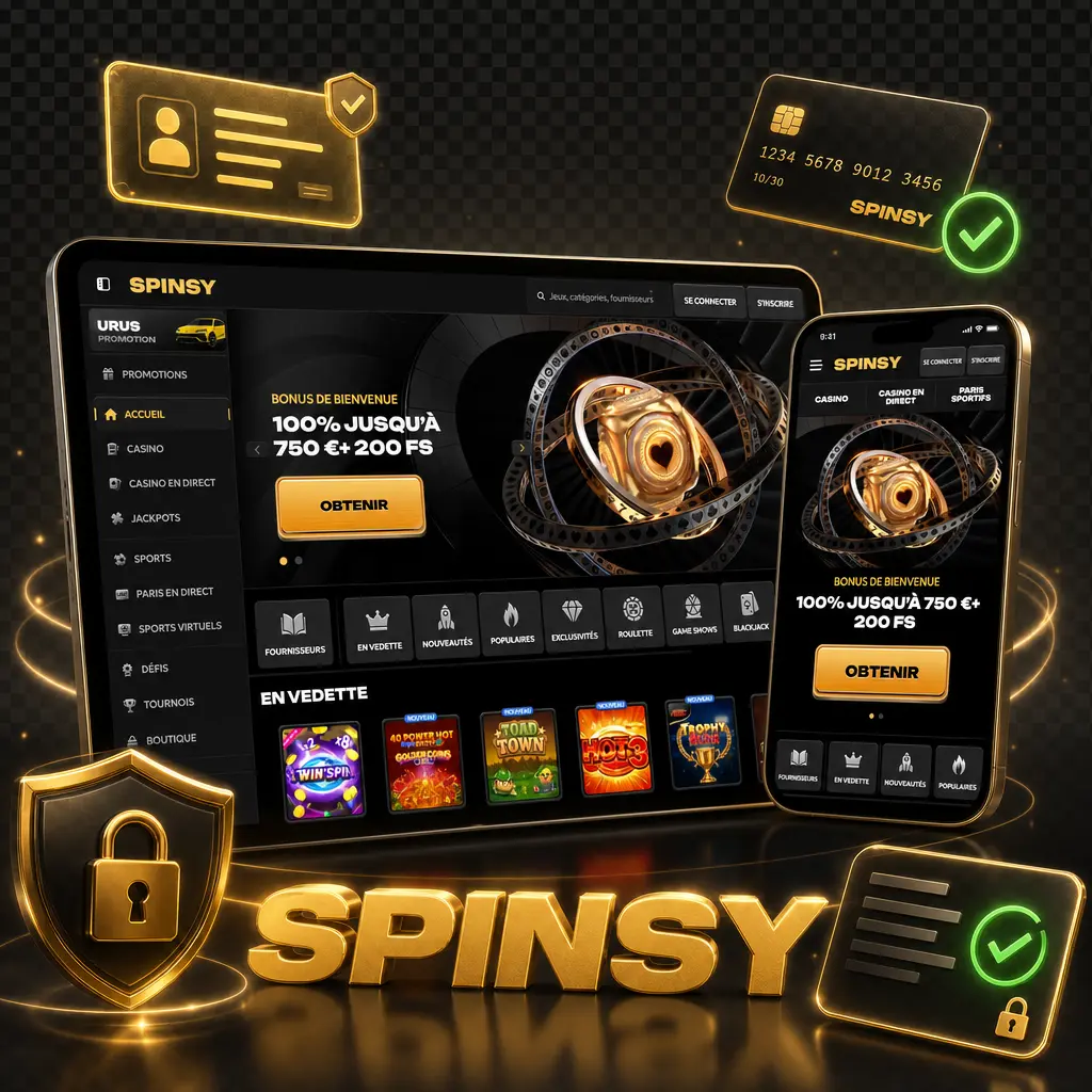 Étapes pour vérifier son compte KYC sur Spinsy : pièce d'identité et justificatif de domicile à soumettre pour validation