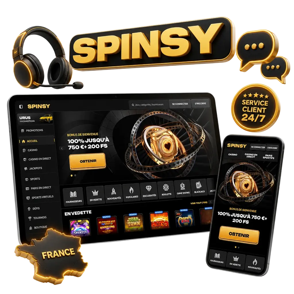 Contacter le support client de Spinsy via l'application mobile : chat en direct, e-mail, Telegram et FAQ