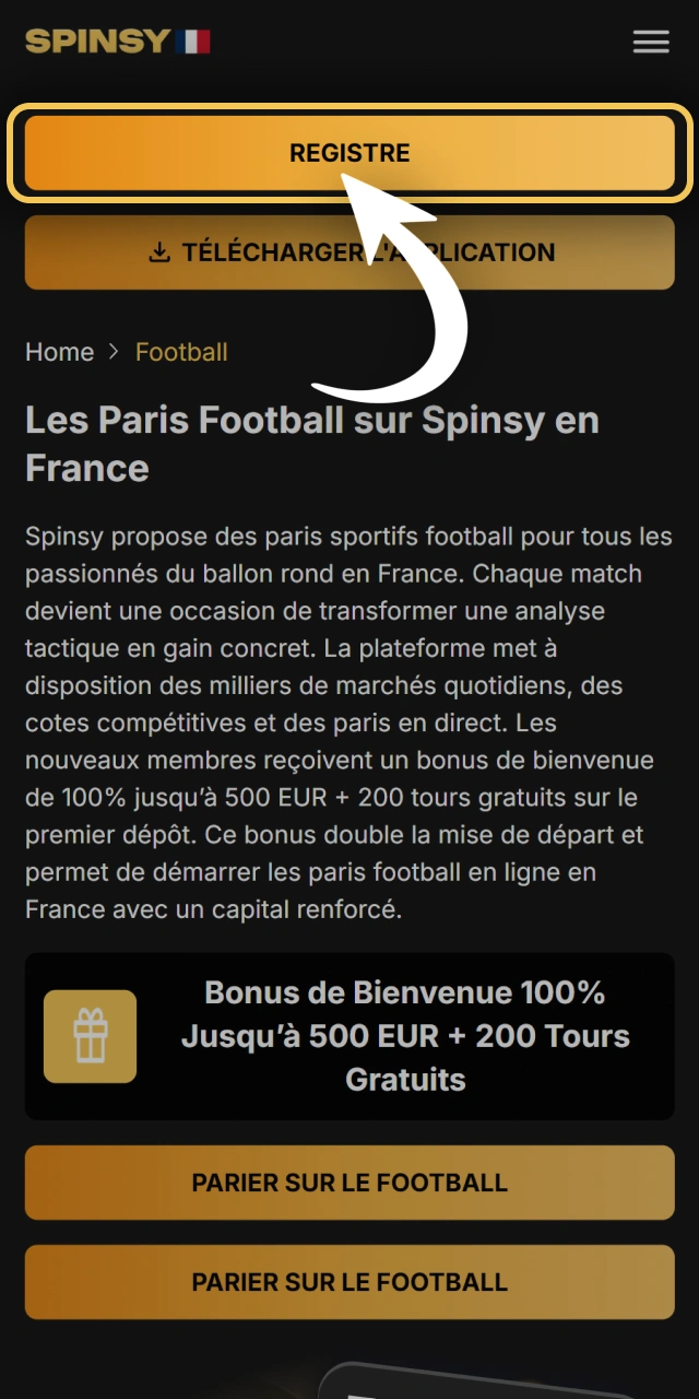 Créez votre profil joueur sur la plateforme Spinsy officiel.