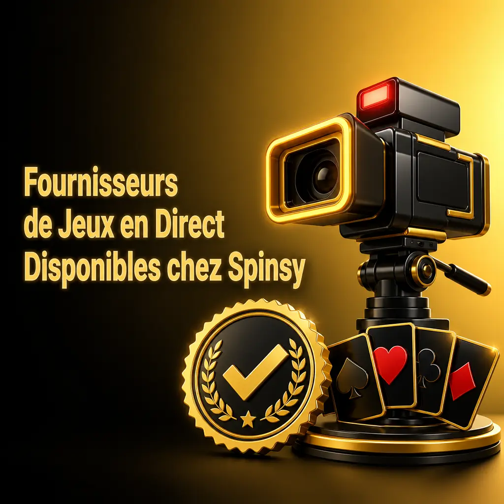 Fournisseurs de jeux en direct chez Spinsy : tables Evolution et Pragmatic Play Live avec croupiers francophones et technologie OCR.