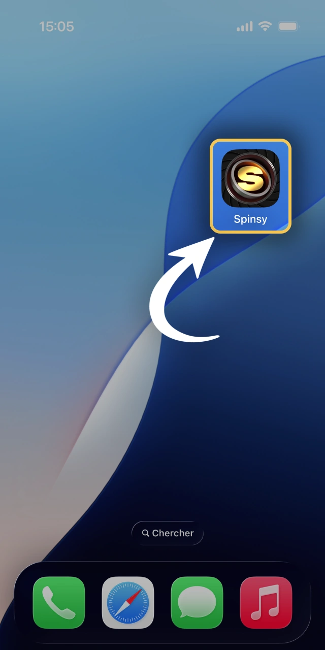 Ouvrez l'application mobile pour lancer votre inscription sur Spinsy.