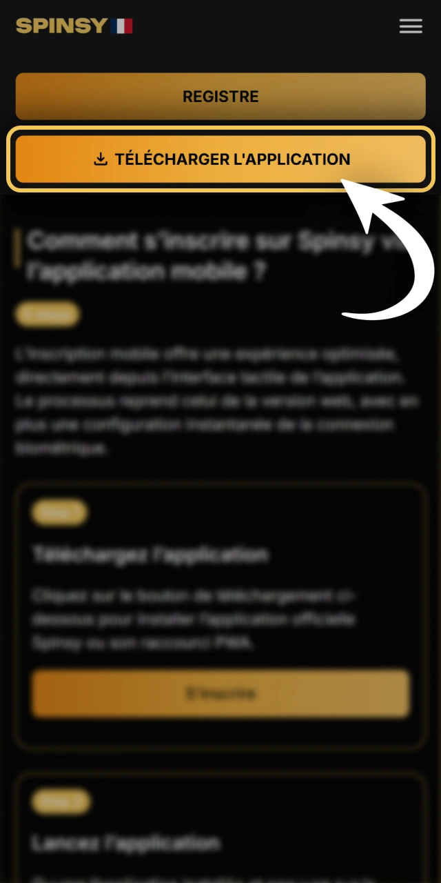 Téléchargez l'application mobile de jeu directement sur Spinsy France.