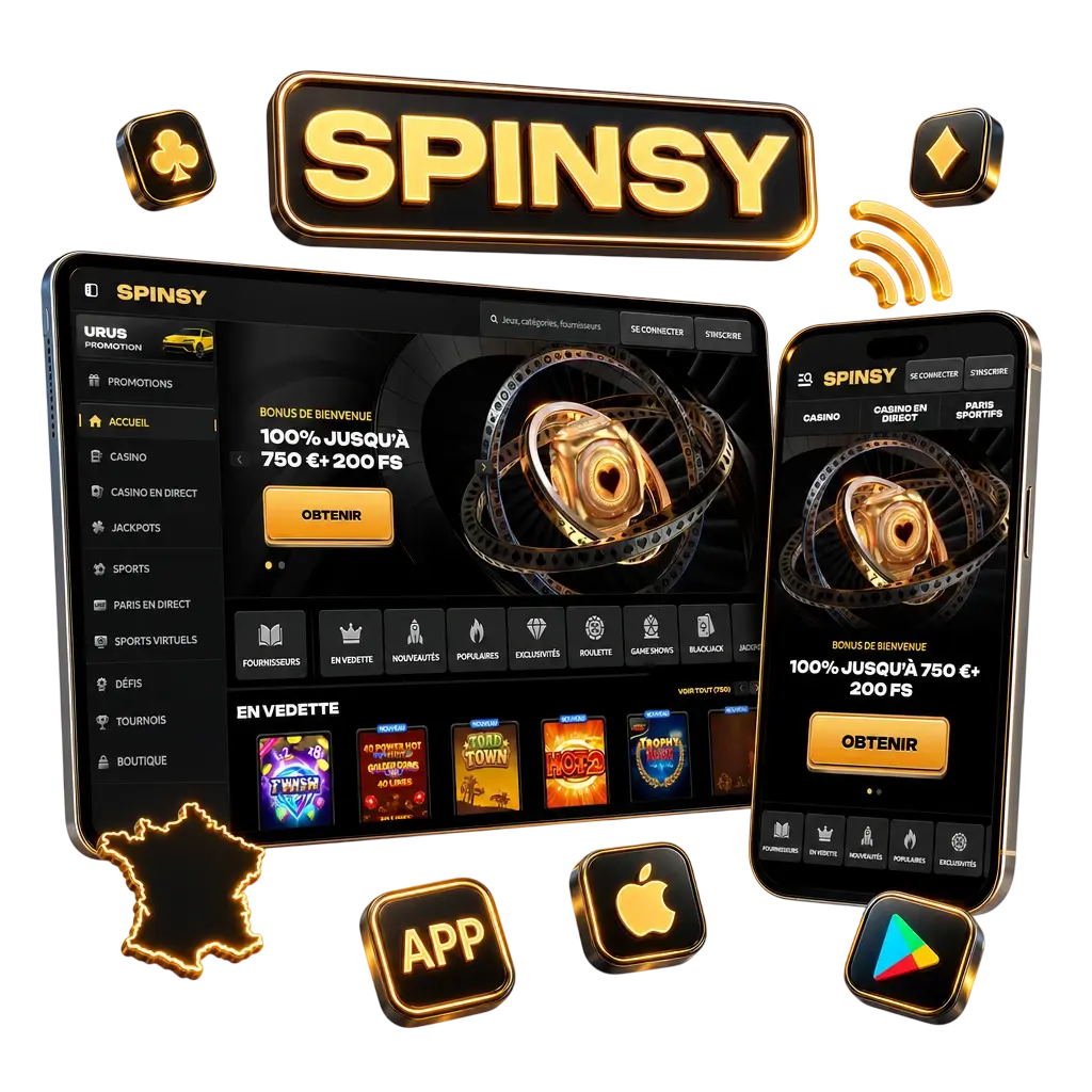Application mobile Spinsy pour paris football sur Android, iOS et PWA, avec sélection des cotes et validation du pari.