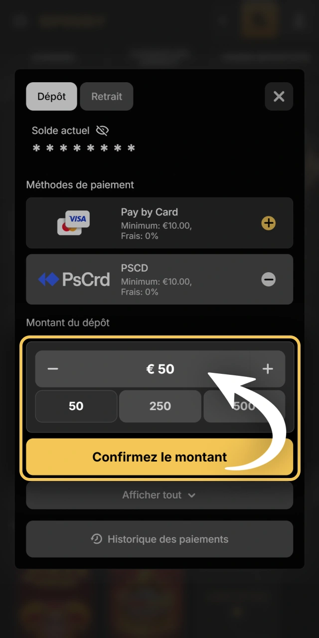 Déposez vos fonds rapidement pour jouer en ligne Spinsy.