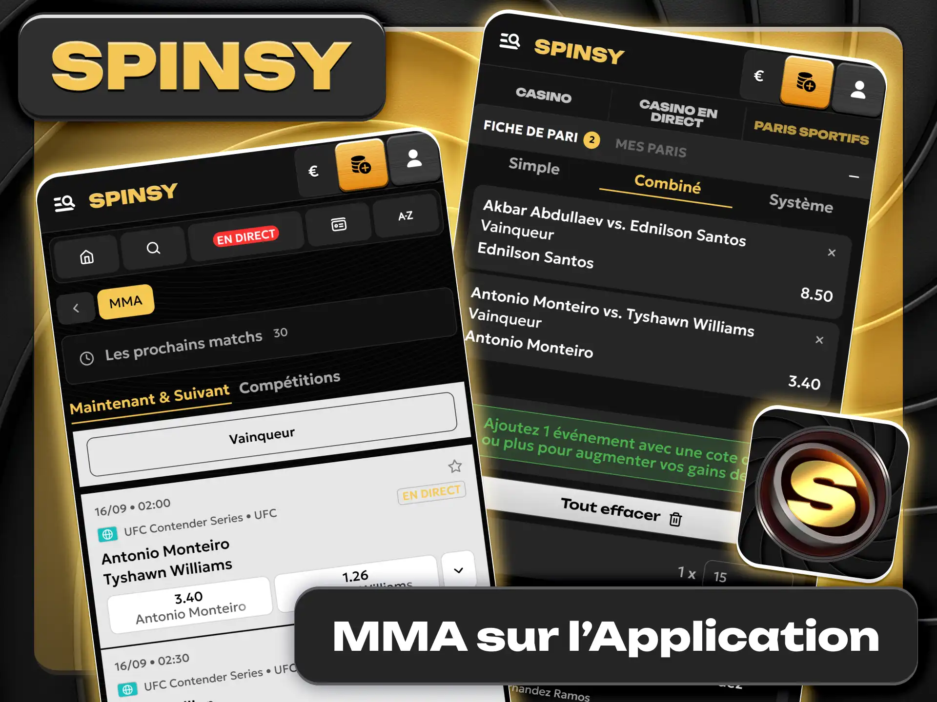 Téléchargez l'application mobile pour parier sur la plateforme Spinsy officiel.