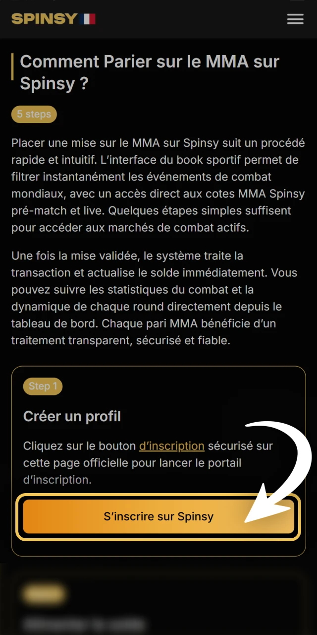 Créez votre profil de joueur sur le site Spinsy officiel.