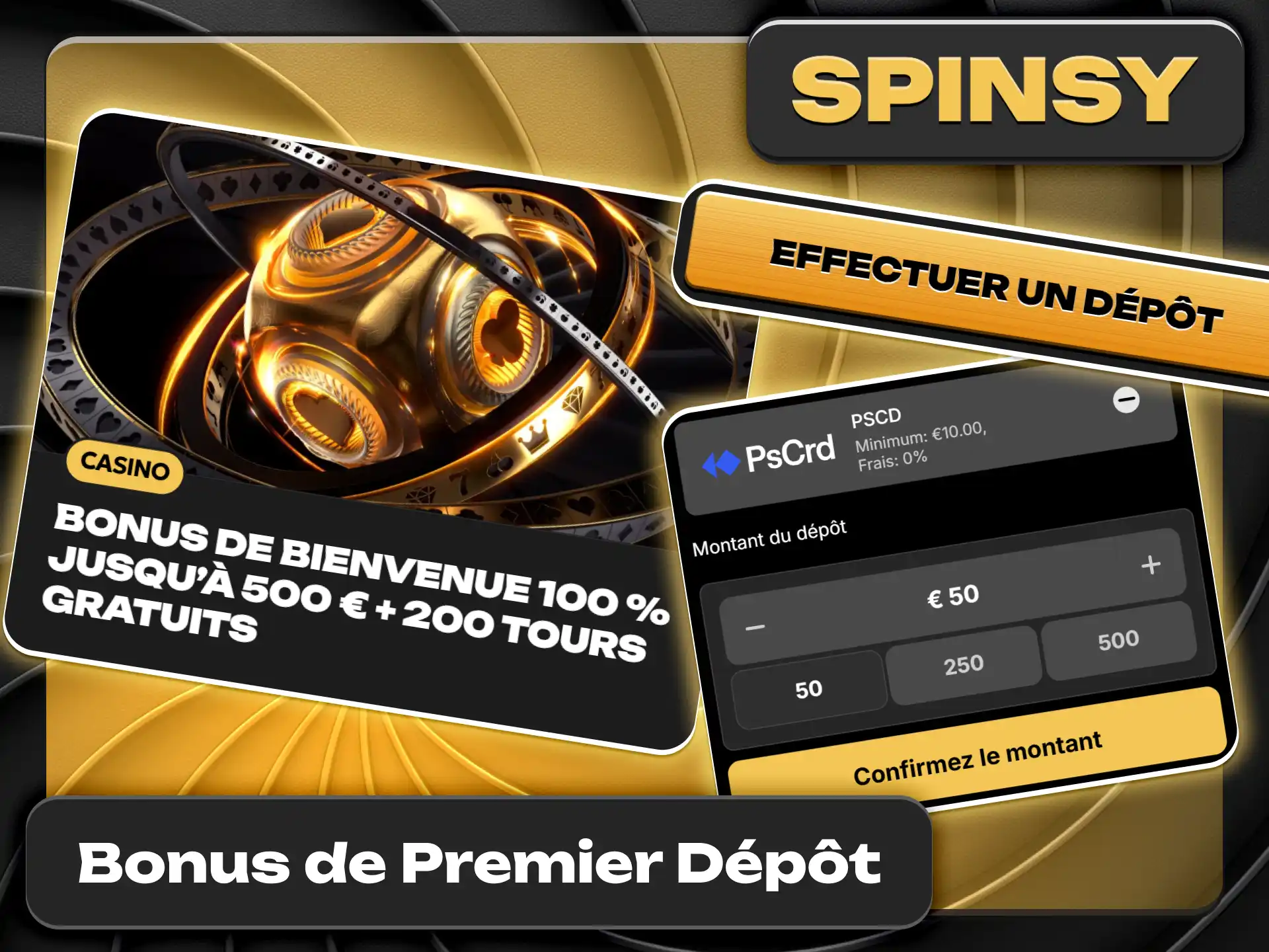 Obtenez un bonus de premier dépôt avantageux sur Spinsy.