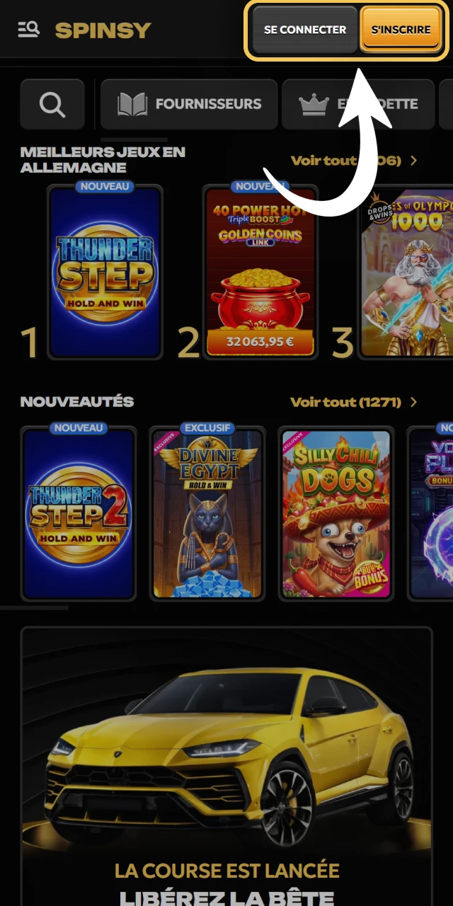 Connectez-vous à votre compte utilisateur pour déposer sur Spinsy.