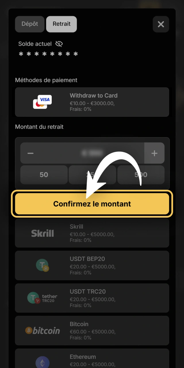 Validez votre demande de retrait pour traitement rapide Spinsy.