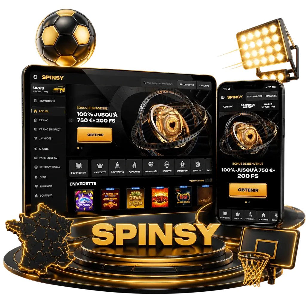 Application Spinsy sur mobile : pariez en direct sur football, basketball, tennis et esport avec stats et streaming intégré.