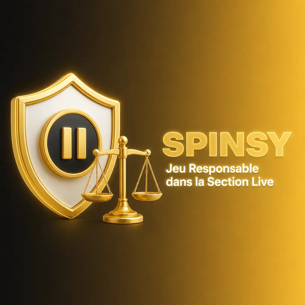 Jeu responsable en direct sur Spinsy : limites de session et de mise pour garder le contrôle du temps de jeu et du budget.