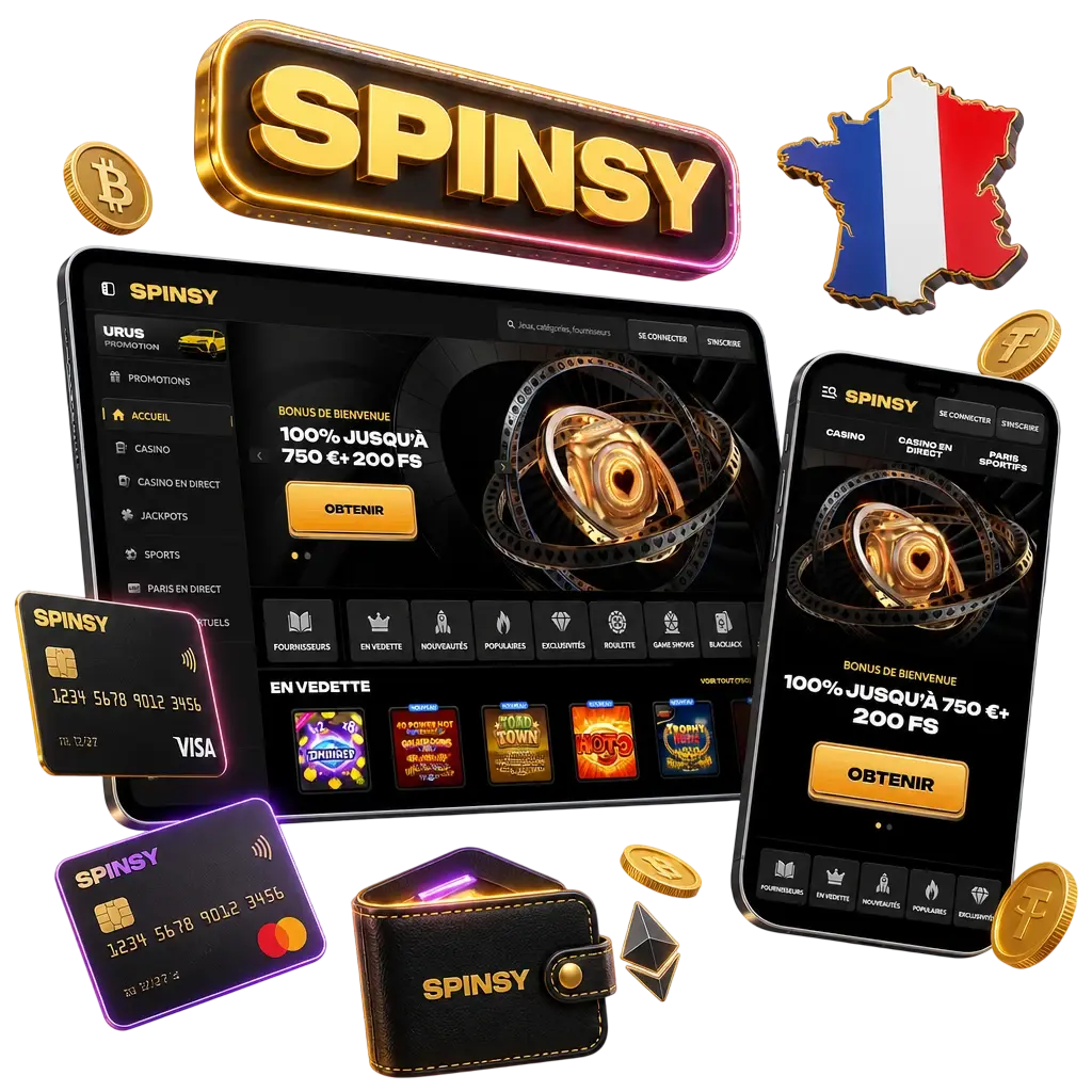 Méthodes de dépôt populaires sur Spinsy : Visa, Mastercard, Skrill, Neteller et cryptomonnaies comme Bitcoin et Tether.