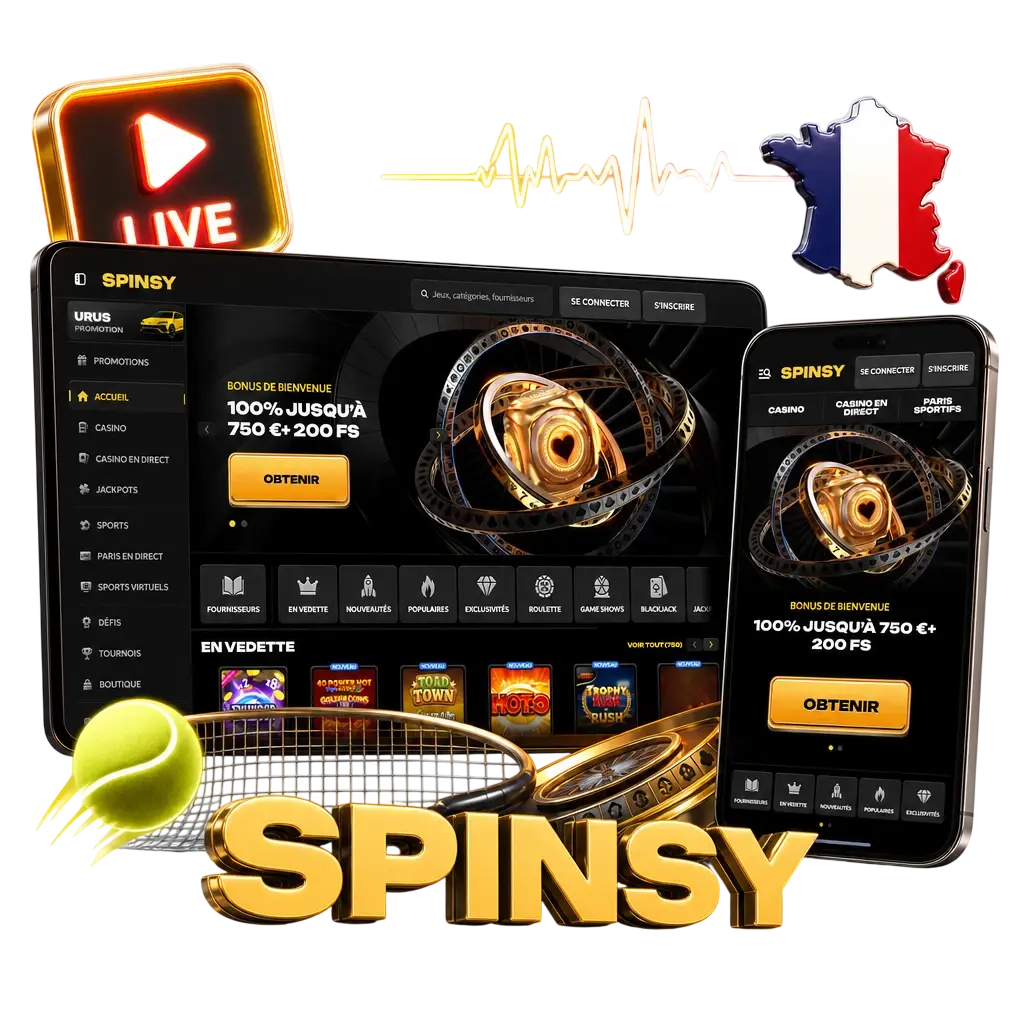 Pari en direct sur le tennis chez Spinsy : cotes évolutives, tracker interactif et marchés actualisés pendant le match.