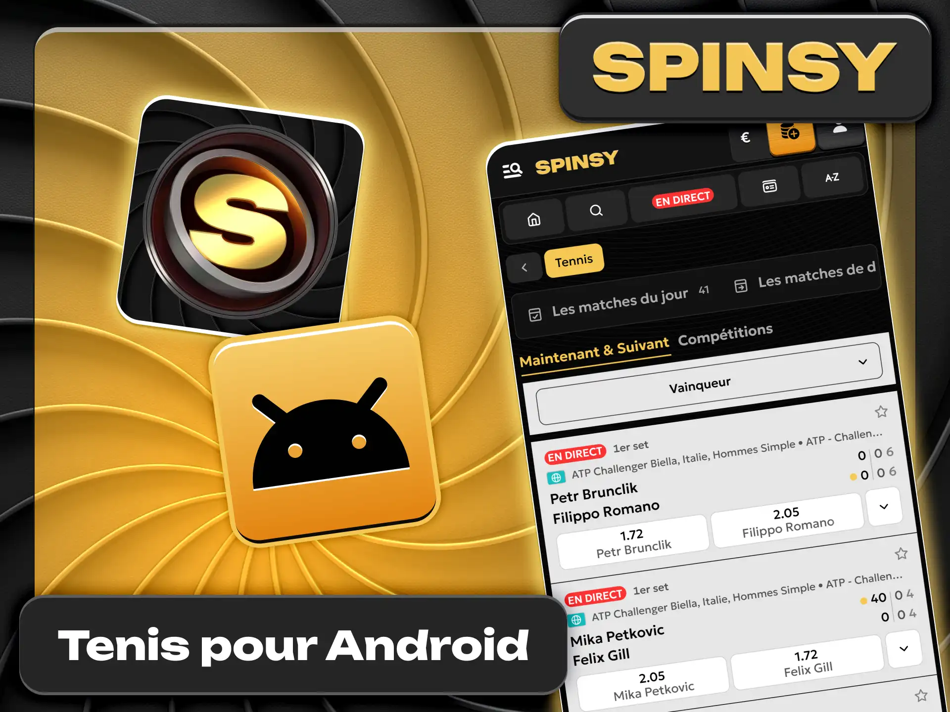 Téléchargez l'application Android sur le site Spinsy officiel France.